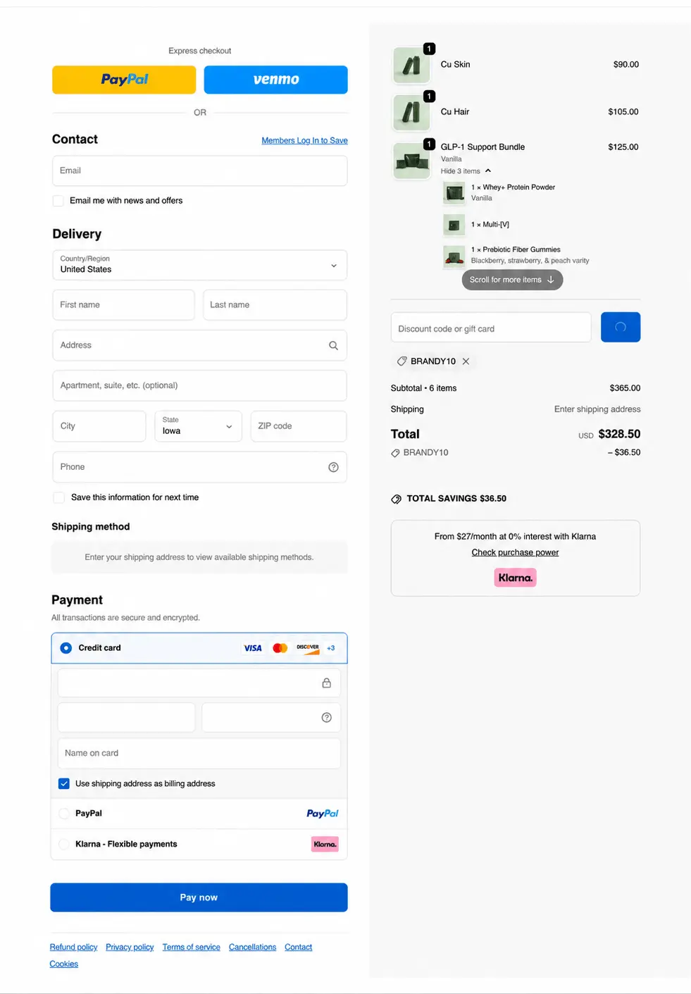 ivim health checkout page
